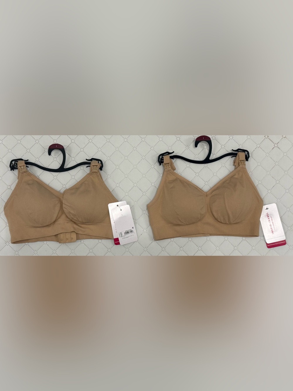 Ingrid & Isabel Women’s 2-Pack Nursing & Pumping Bras Small Nude NWT